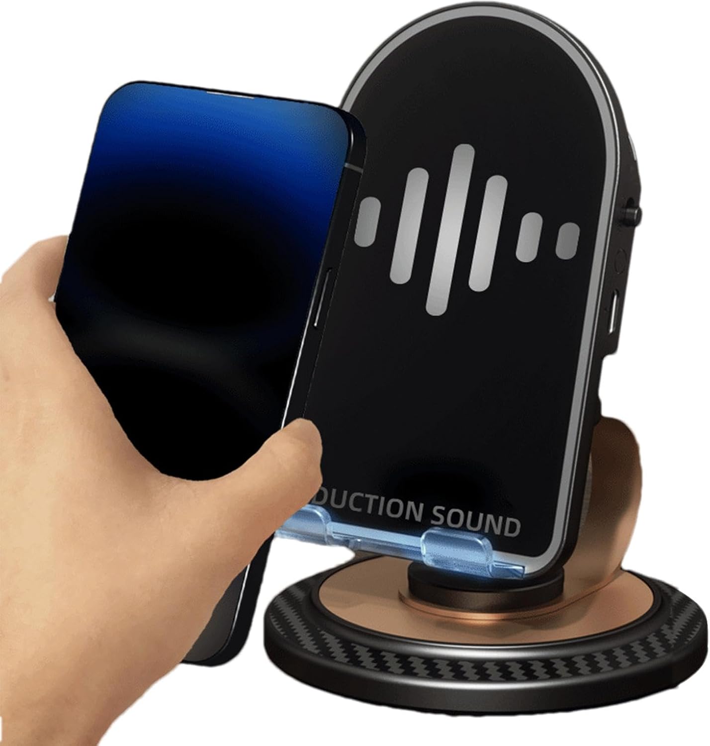 Soporte Celular con Parlante Amplificador – Combina sonido HD y ajuste 360° para ver, escuchar y crear sin límites.