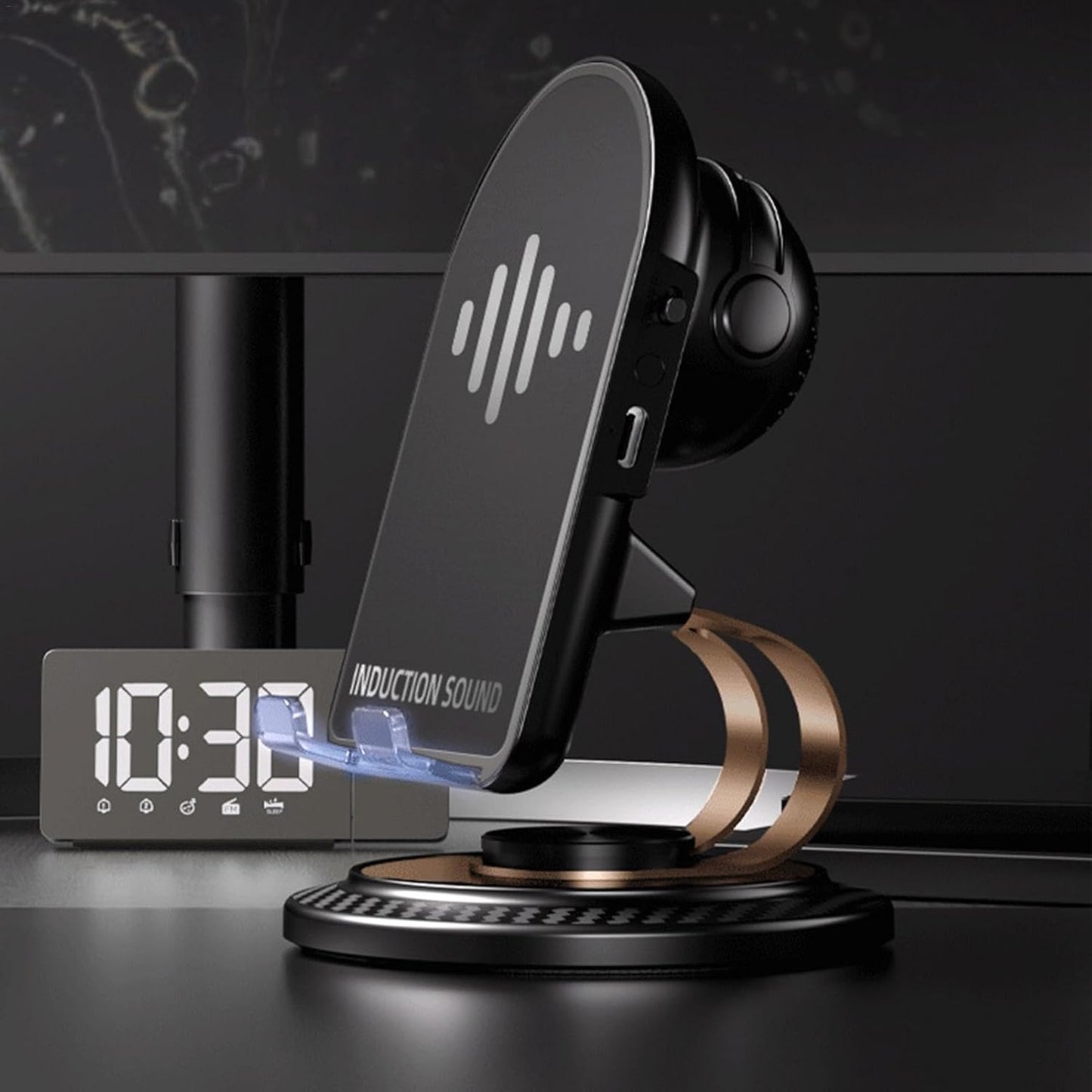 Soporte Celular con Parlante Amplificador – Combina sonido HD y ajuste 360° para ver, escuchar y crear sin límites.